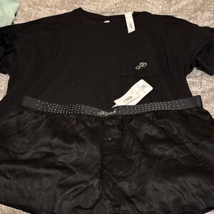 PINK Victoria's Secret Black T-Shirt and Boxer Set Size XXL NWT
